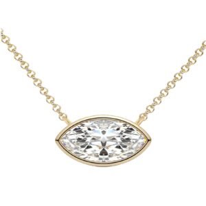 2CT Marquise Cut Moissanite Necklace, Bezel Set, 925 Sterling Silver 1