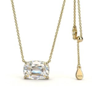 10CT Old Mine Cut Moissanite Necklace, Sterling Silver Pendant 1