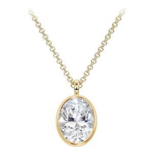 Oval Cut 1-3ct Moissanite Necklace 925 Sterling Silver Bezel Pendant 1