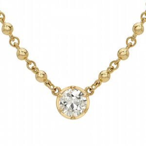 2CT Round Moissanite Necklace for Women, Beaded Link Chain Pendant 1