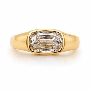 1CT East West Bezel Moissanite Signet Ring 925 Sterling Silver 1
